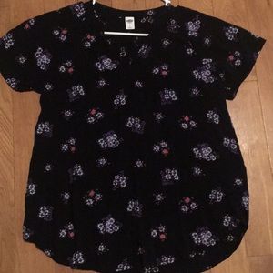 Black floral blouse